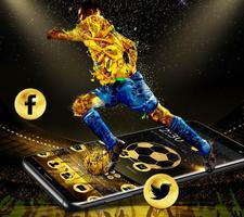 Tema de oro del fútbol de lujo Poster
