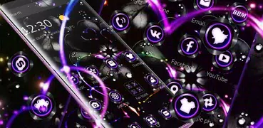 Violet Neon Black Flower Theme