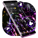 Violet Neon Black Flower Theme APK