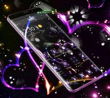 Violet Neon Black Flower Theme скриншот 2