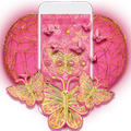 Pink Golden Butterfly 2D Theme