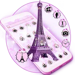 エッフェル塔のテーマピンクブラック Eiffel Tower Pink Black アプリダウンロード