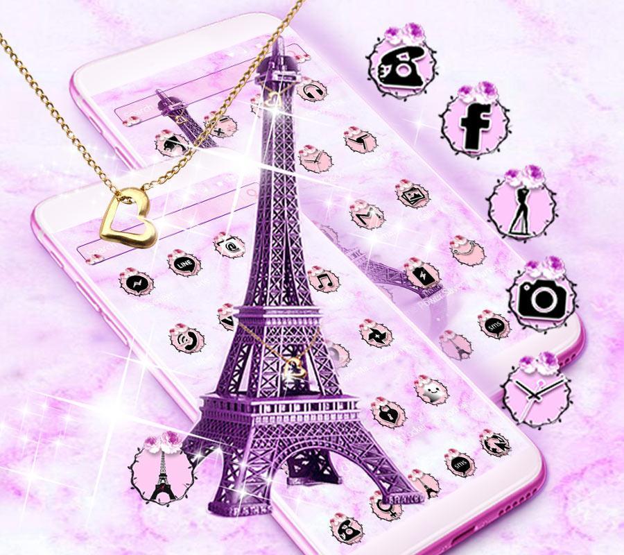 Android 用の エッフェル塔のテーマピンクブラック Eiffel Tower Pink Black Apk をダウンロード