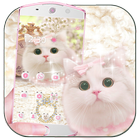 Cute pink kitty Theme آئیکن