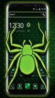 Neon Green Spider 2D Theme Affiche