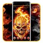 Horror Skull Fire Skull 2D Theme icône