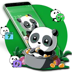 Cute Anime Green Panda Theme APK 下載