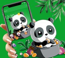 Cute Anime Green Panda Theme Affiche