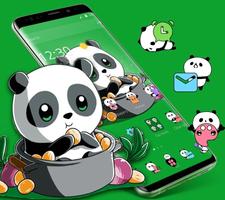 Cute Anime Green Panda Theme 截圖 1