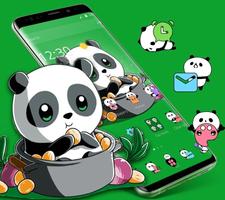 Cute Anime Green Panda Theme syot layar 1