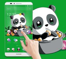 Cute Anime Green Panda Theme ảnh chụp màn hình 2