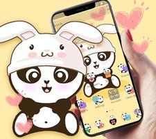 Yellow Cute Panda Bunny Theme ポスター