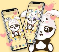 Yellow Cute Panda Bunny Theme Ekran Görüntüsü 3