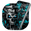 Blue Flaming Stone Skull Theme Tech Icon Pack