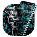 Blue Flaming Stone Skull Theme Tech Icon Pack aplikacja