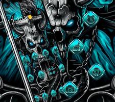 پوستر Blue Flaming Stone Skull Theme Tech Icon Pack