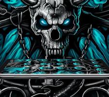 Blue Flaming Stone Skull Theme Tech Icon Pack syot layar 1