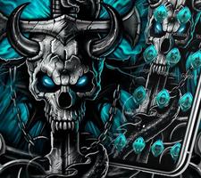 Blue Flaming Stone Skull Theme Tech Icon Pack اسکرین شاٹ 2