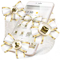 Extravagant Platinum Gold Bowknot Theme APK 下載