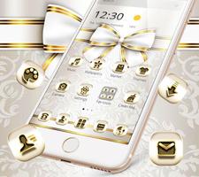 Extravagant Platinum Gold Bowknot Theme پوسٹر