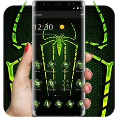 Green Fluorescent Spider Theme APK download