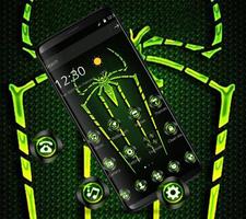 Green Fluorescent Spider Theme โปสเตอร์