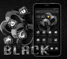 Reflective Black Heart Theme Diamond icon Pack الملصق