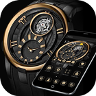 Thème de montre de luxe en or noir icône