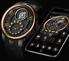 Thème de montre de luxe en or noir Affiche