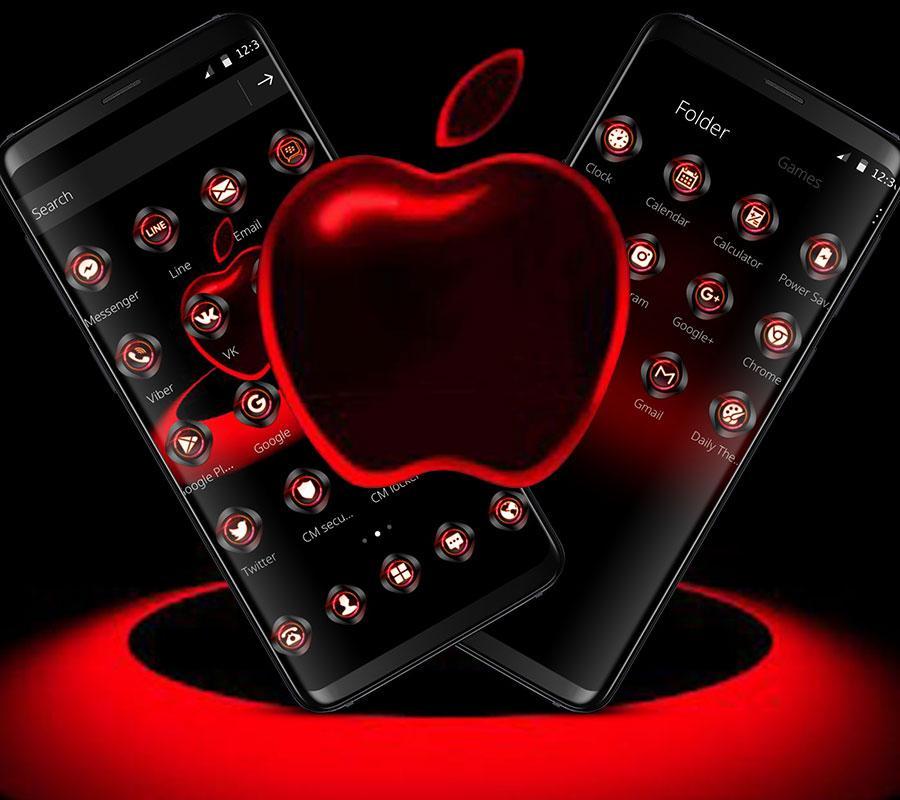 Red Neon Apple Dark Theme For Android Apk Download - neon red and black roblox icon
