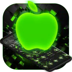 Скачать Black Neon Tech Green Apple Theme APK