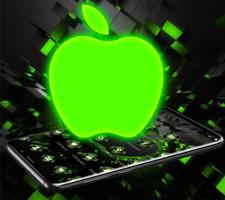 Black Neon Tech Green Apple Theme Affiche