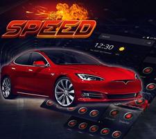 Red Luxury Electric Car Theme Affiche