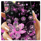 Pink Neon Flower Glitter Bling Theme ikona