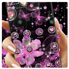 Pink Neon Flower Glitter Bling Theme ไอคอน