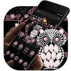 Pink Black Glitter Owl Theme biểu tượng