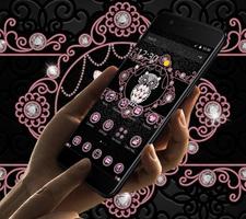 Pink Black Glitter Owl Theme ポスター