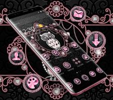 Pink Black Glitter Owl Theme スクリーンショット 1