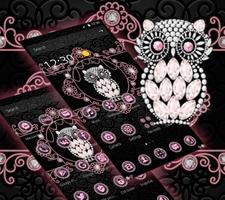 Pink Black Glitter Owl Theme capture d'écran 3