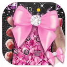 Pink Glitter Diamond Bowknot Theme أيقونة