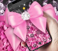 Pink Glitter Diamond Bowknot Theme تصوير الشاشة 1
