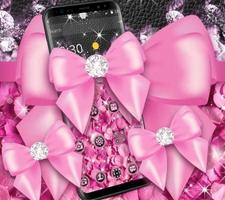 برنامه‌نما Pink Glitter Diamond Bowknot Theme عکس از صفحه