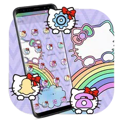 Descargar APK de Purple Rainbow Kitty Theme