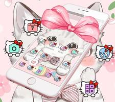 Cute Cartoon Kitty Pink Bowknot Theme スクリーンショット 1