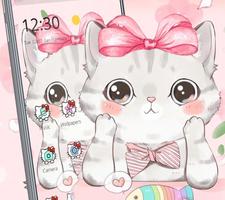 Cute Cartoon Kitty Pink Bowknot Theme スクリーンショット 3