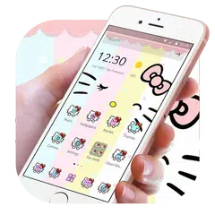 Cute Colorful Rainbow Kitty Bowknot Theme APK 下載