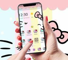 Cute Colorful Rainbow Kitty Bowknot Theme syot layar 2