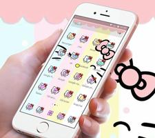 Cute Colorful Rainbow Kitty Bowknot Theme 截图 3