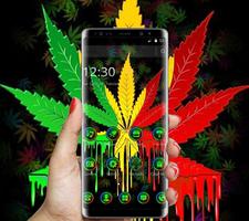 Colorful Weed Smoke Neon Theme โปสเตอร์