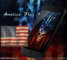 Vintage America Flag Skull Theme Affiche